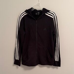 Adidas Black Zip-Up Hoodie with White Accents